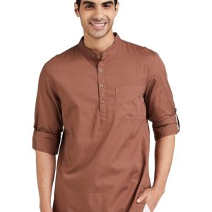Men's Cotton Shirt | Kurta Placket Style | Casual | Plain | Full Sleeve | Summer