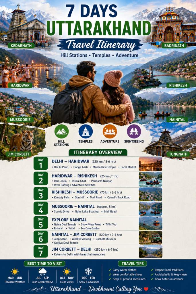 Uttarakhand Travel Guide 2026 – 7 day itinerary and travel plan