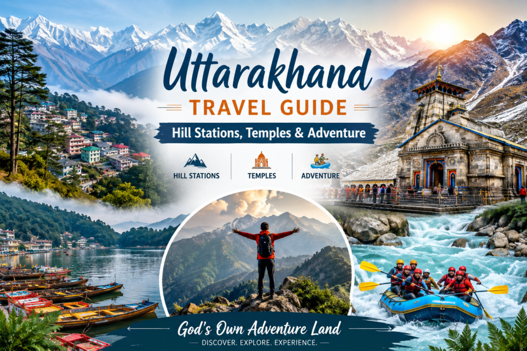 Uttarakhand Travel Guide 2026 – Scenic view of mountains and tourist attractions