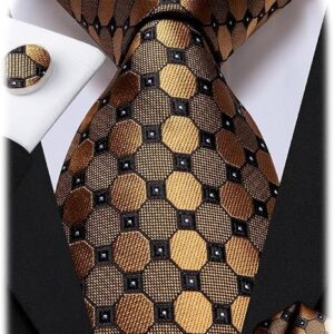 Dubulle Mens Tie Set Solid Paisley Silk Striped Necktie for Men with Cufflinks Tie and Pocket Square